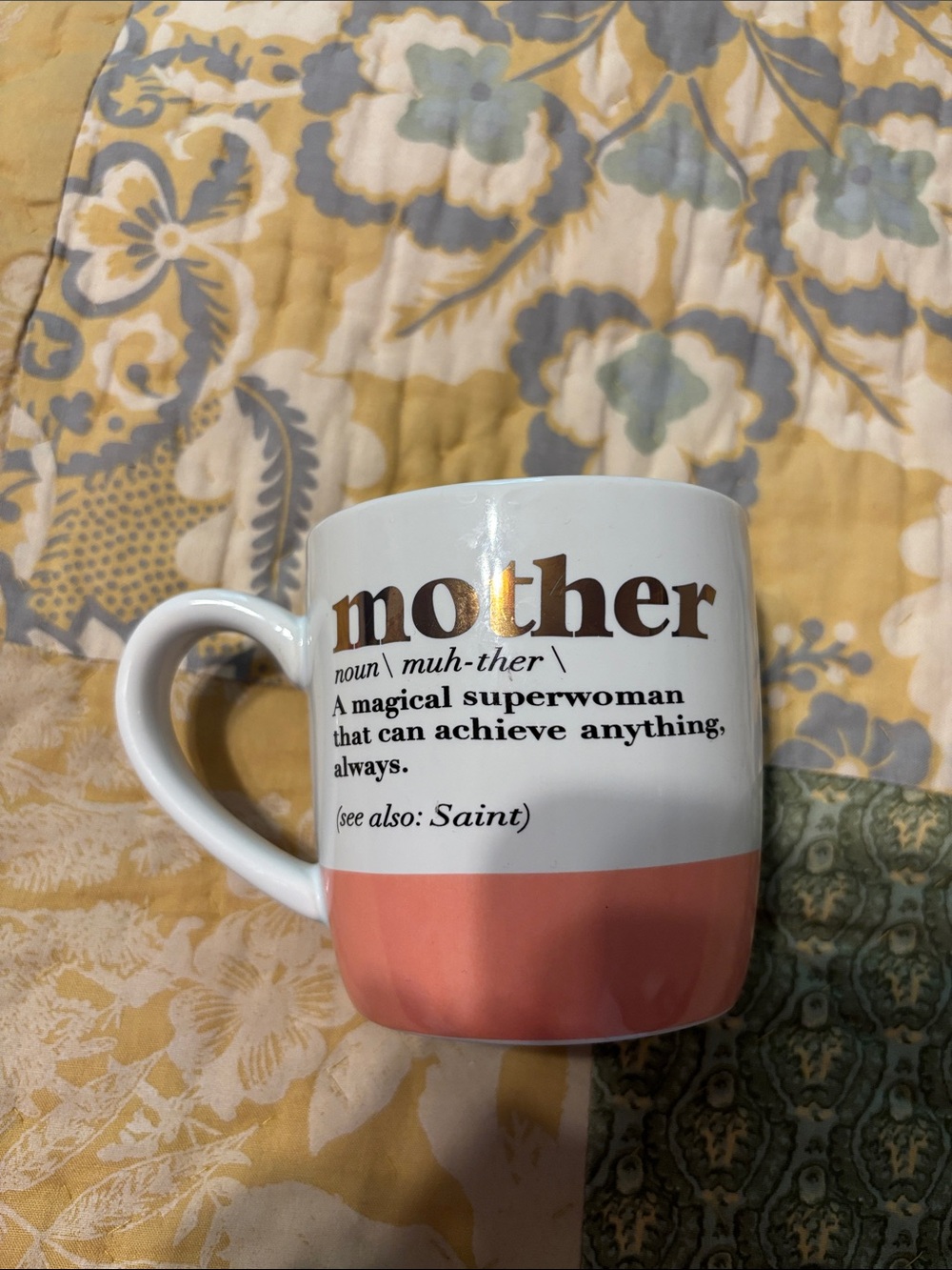 Mother Definition Ceramic Coffee Mug - Pink and White